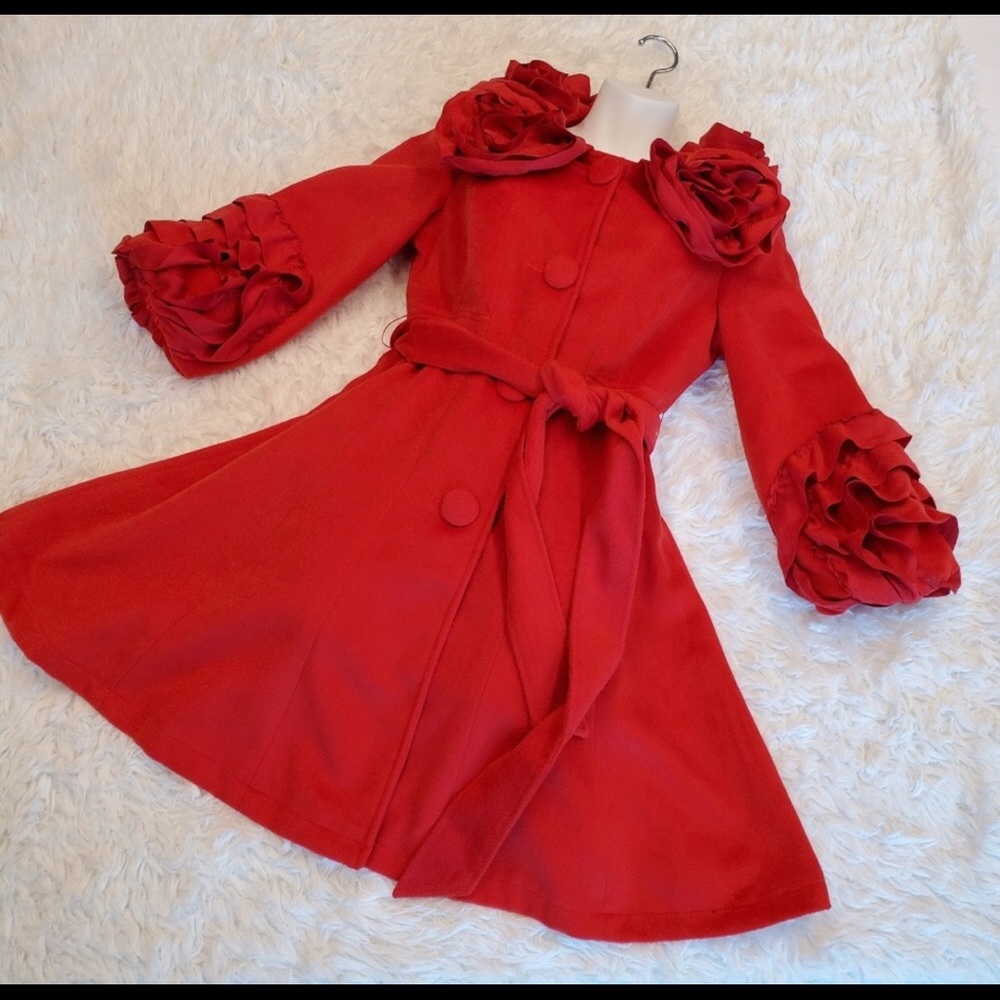 Ryu Rosette Red Coat. Beautiful romantic coat!
